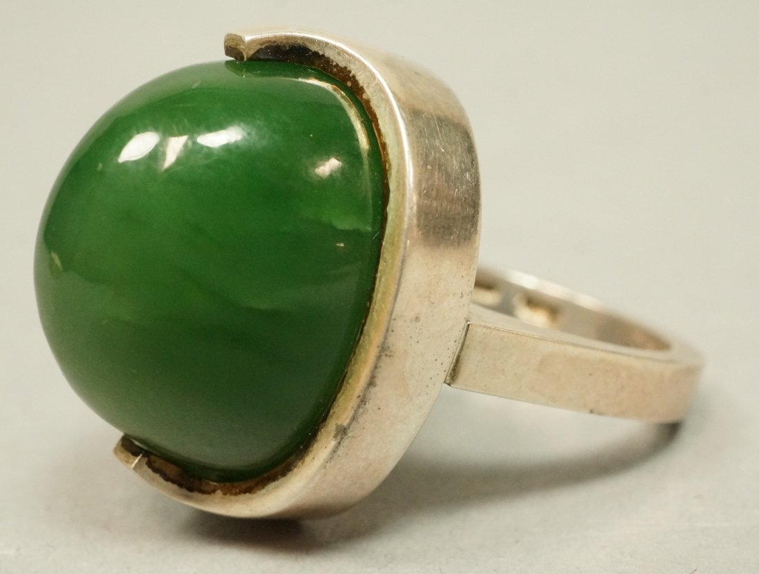 Sterling Green Stone Ladies Ring. Denmark. Large (1 of 4)