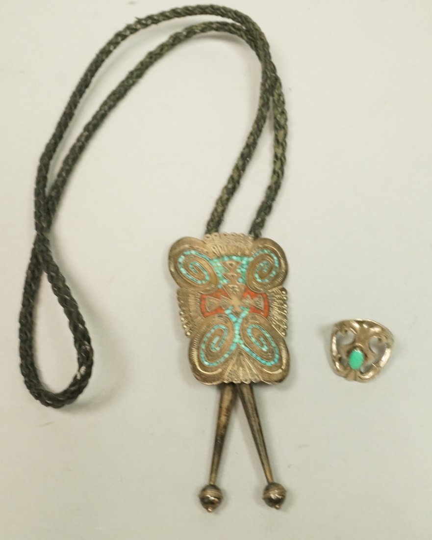 2pc American Indian Native Sterling Jewelry. 1). (1 of 5)