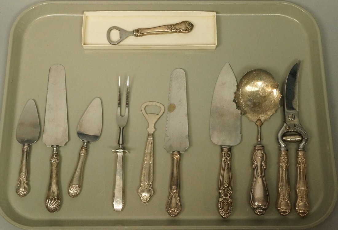 Large 10pc Lot Sterling Handled Serving Pieces. I (1 of 7)
