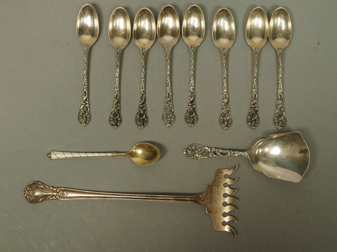 11pc Silver Items. 8 demitasse spoons marked zLz. (1 of 5)