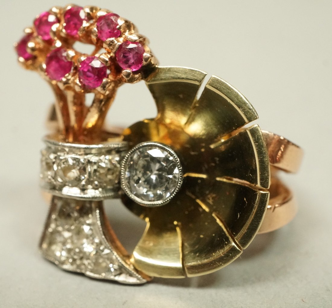 Magnificent 14K Gold Art Deco Cocktail Ring.  Rub (1 of 9)