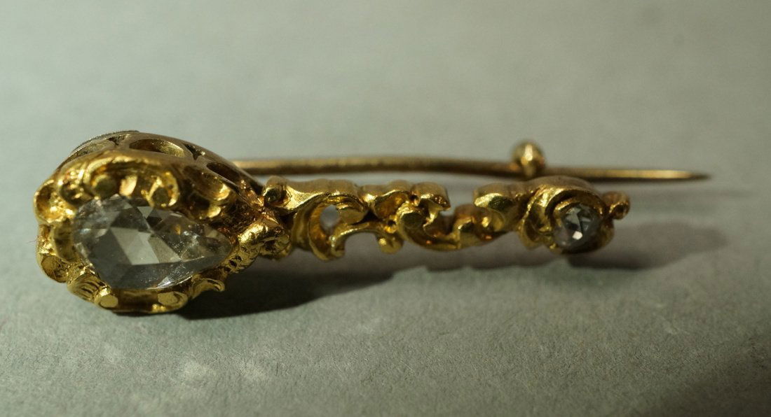 Vintage Handcrafted 14K Gold Diamond Pin.  Unusua (1 of 8)