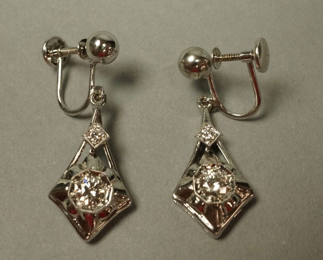 14K Gold and Diamond Dangle Earrings.  Each with (1 of 7)