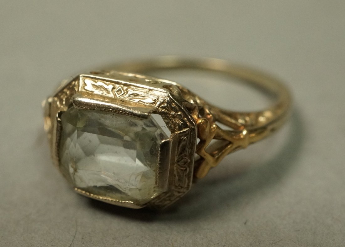 14K Gold and Light Blue Stone Ring.  Filigree set (1 of 8)