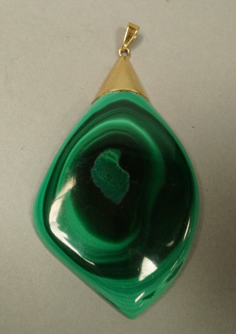 Large Malachite Pendant with 18K Gold.  Bale. (1 of 3)