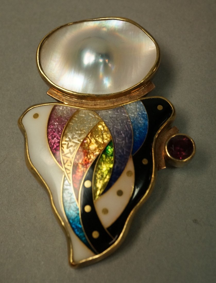 Alexa Peter Designer Pin.  14k Sterling and Ename (1 of 2)