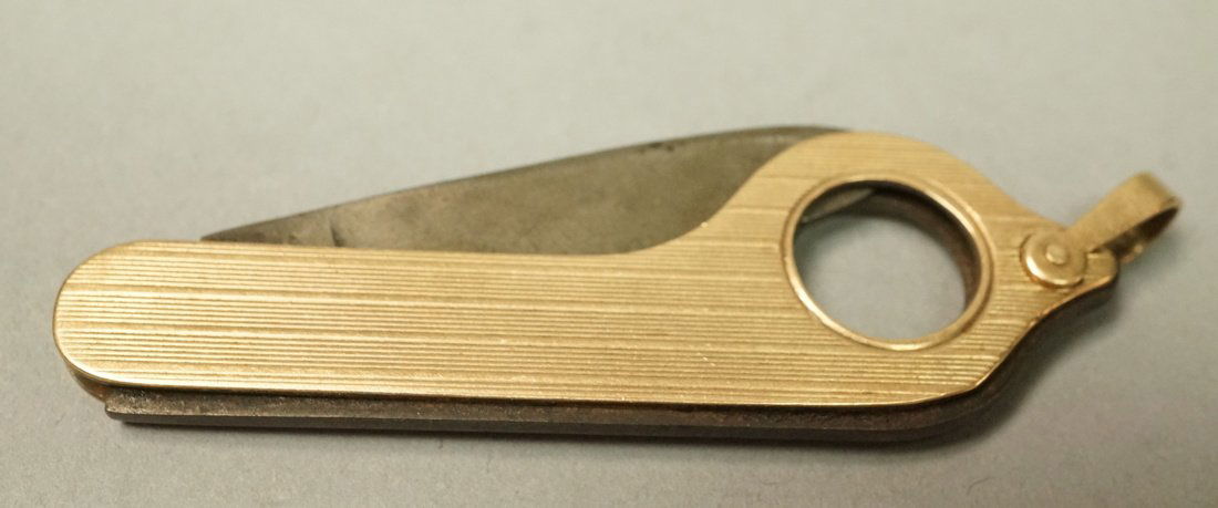 14K Gold Cigar Cutter Pen Knife.  Art Deco Style. (1 of 4)