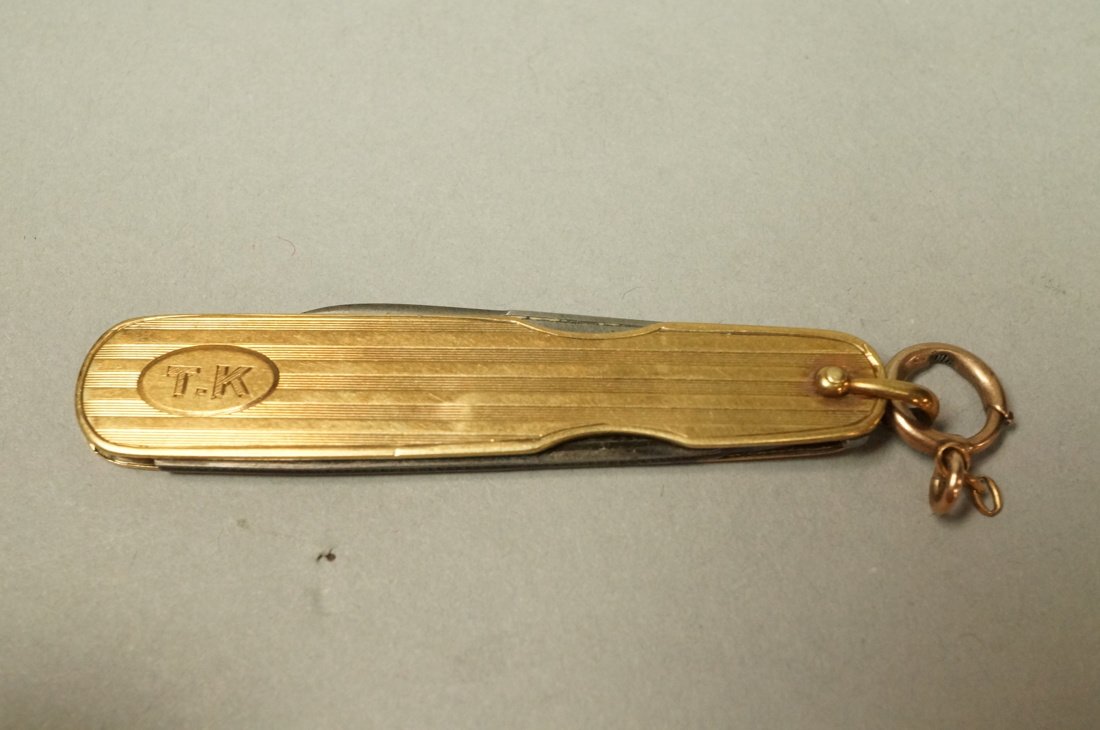 14K Gold Pocket Pen Knife.  2 blades. (1 of 4)