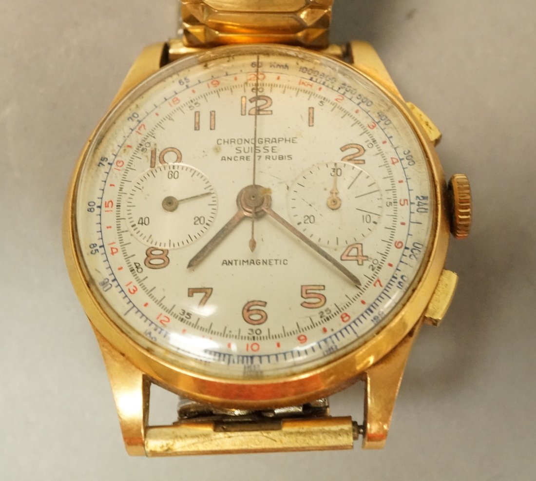18K Gold Chronographe Suisse Wrist Watch.  Large (1 of 5)