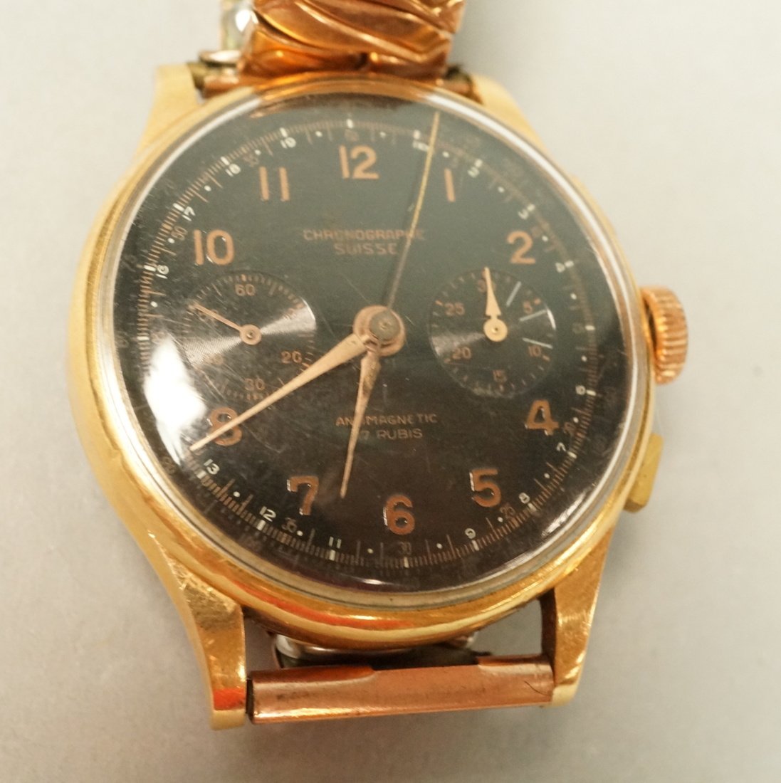18K Gold Chronographe Suisse Wrist Watch.  Large (1 of 5)
