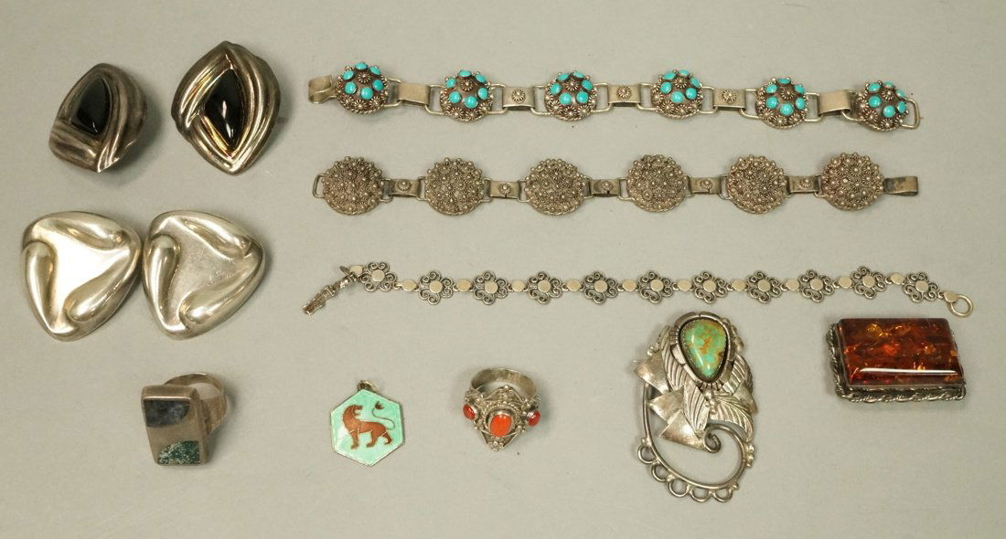 12pc Sterling & Silver Costume Jewelry Lot. 2 Lar (1 of 7)