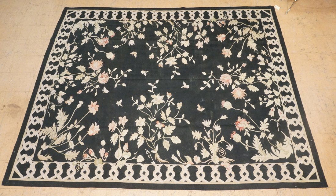 11'4" x 9'2" Large needlepoint carpet rug. Floral (1 of 5)