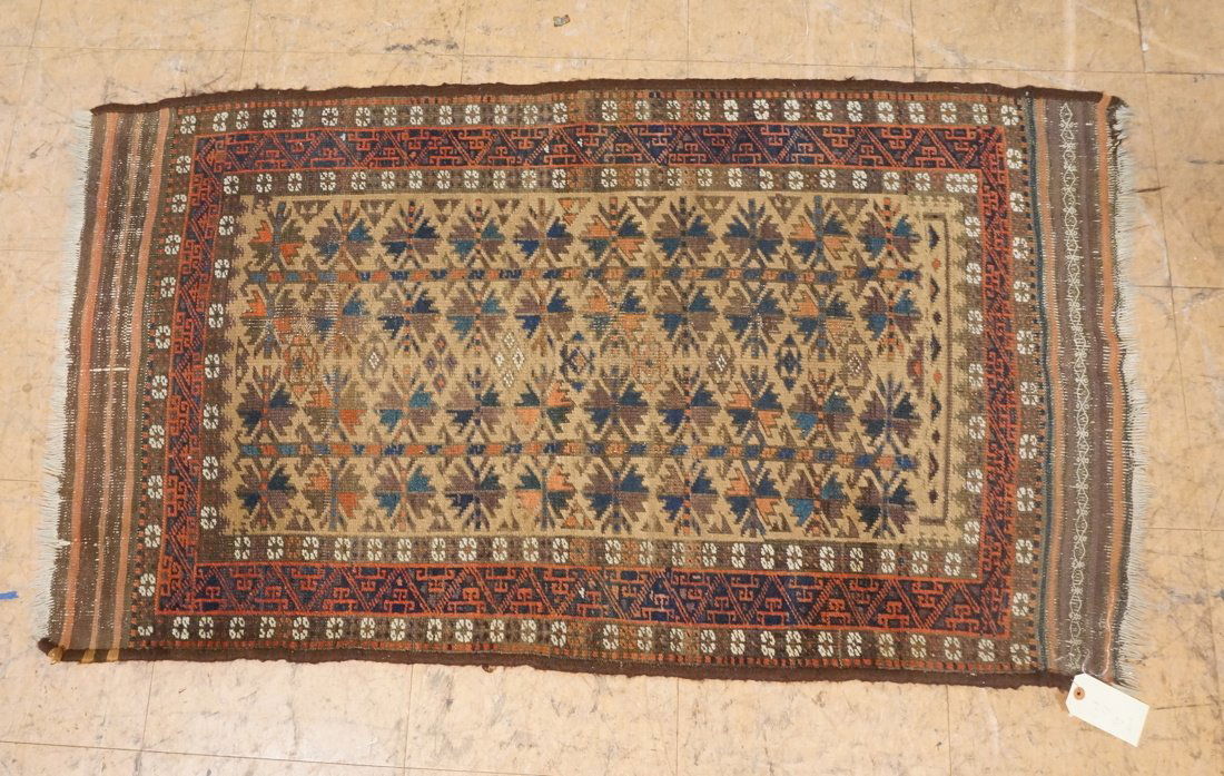 4'6x 2'7 Antique carpet rug Brown with burgundy b (1 of 5)