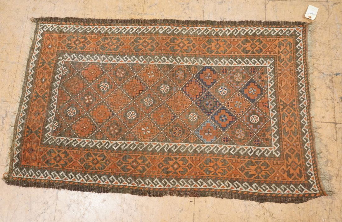 4'6 x 2'9 brown and orange handmade oriental carp (1 of 5)