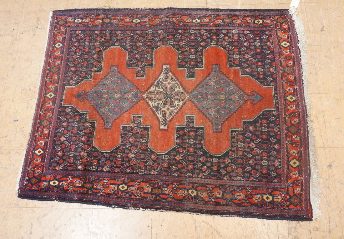 5' x 4' handmade carpet with red and purple desig (1 of 4)