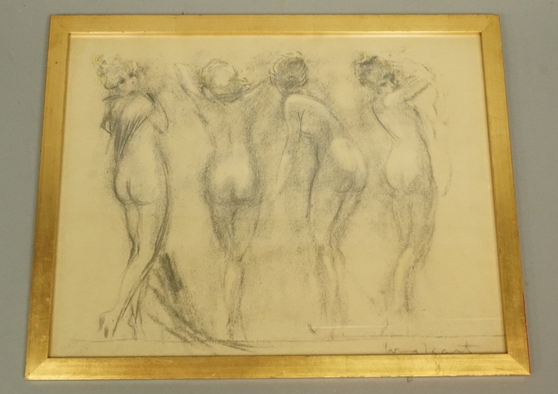 Louis Icart Drawing. Four Nudes. Signed. Framed. (1 of 7)