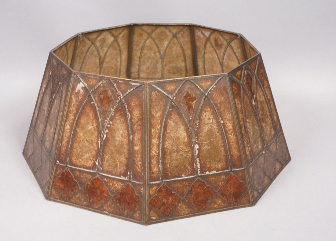 Antique Mica Lamp Shade. Gothic arch design on no (1 of 7)
