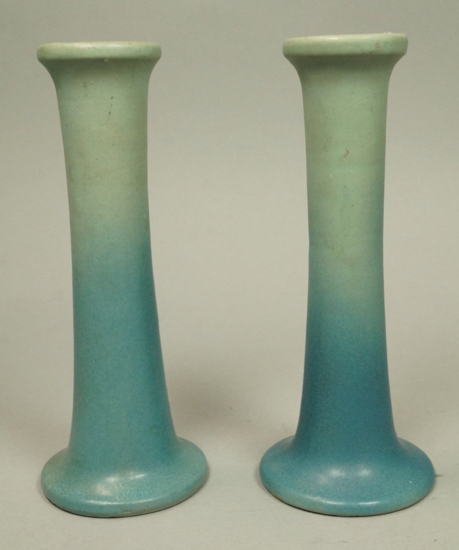 Pair ARTUS VAN BRIGGLE American Art Pottery Candl (1 of 5)