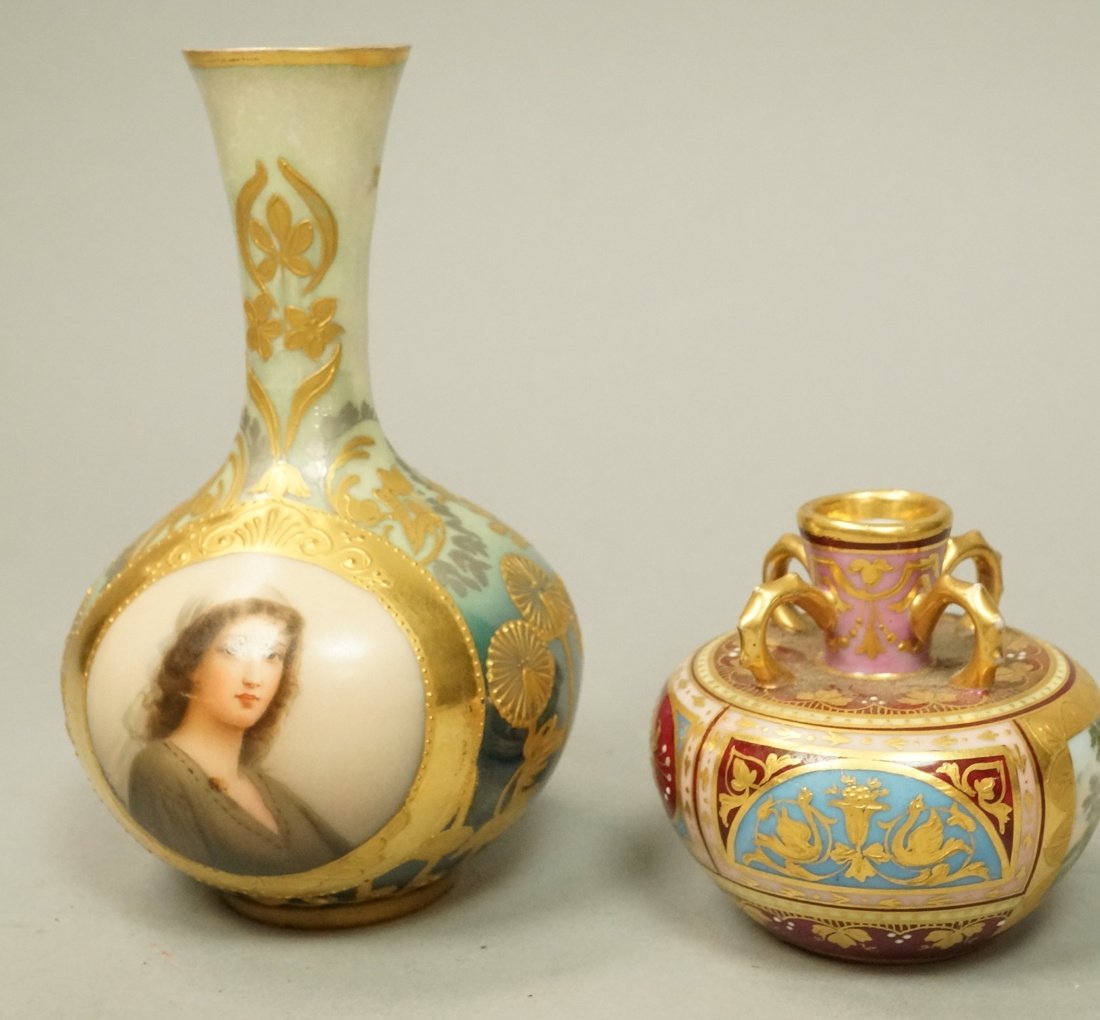 2pcs Austrian German Beehive Mark Vases. Royal Vi (1 of 6)