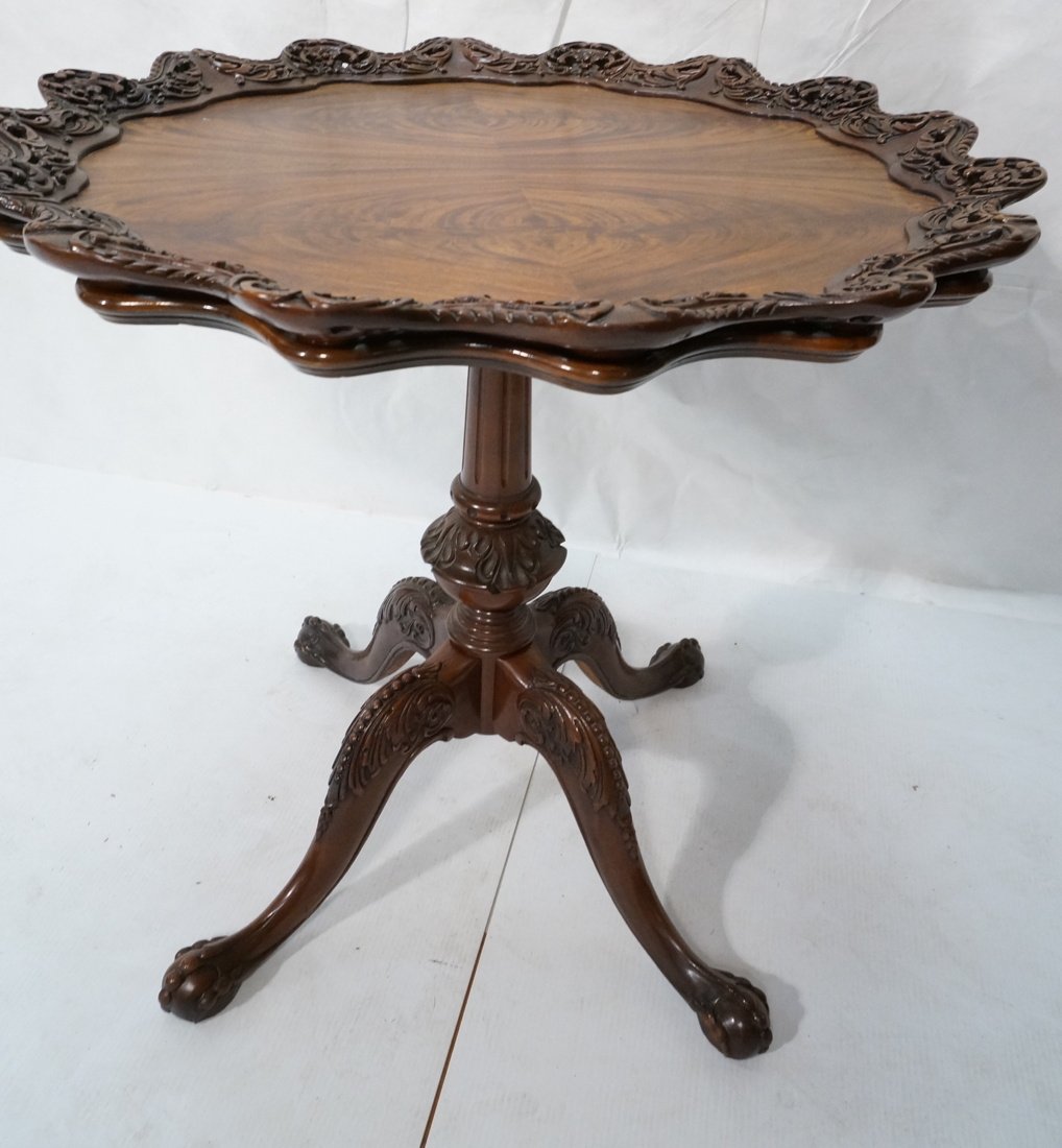 Pie Crust Side Table. Mahogany. Carved rim top. B (1 of 10)
