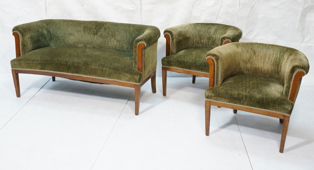 3pc Upholstered Biedermeier Seating. Love seat. P (1 of 5)
