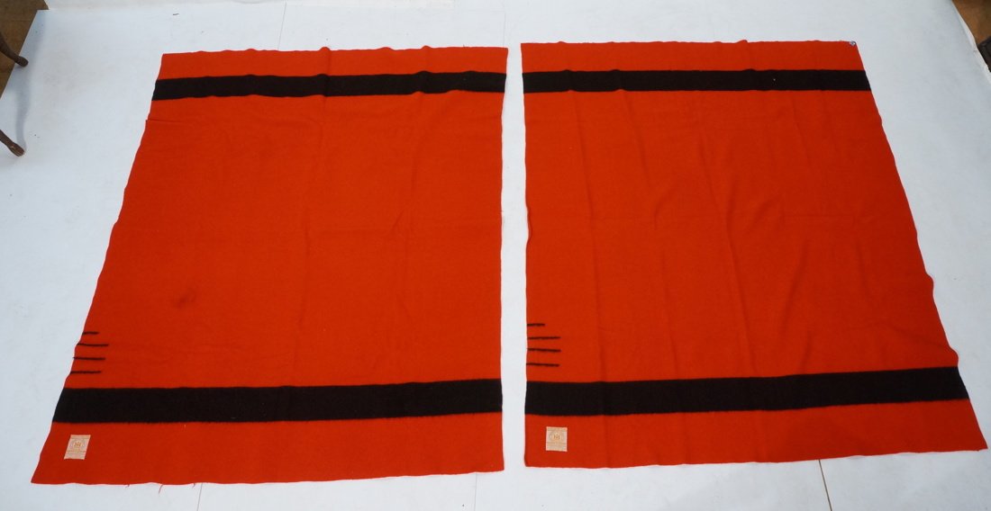 Two HUDSON'S BAY POINT Wool  Blanket. Red 100% Wo (1 of 7)