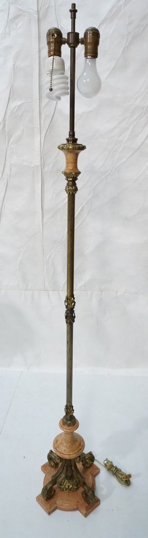 Vintage Pink Marble & Bronze Floor Lamp. Nice dec (1 of 5)
