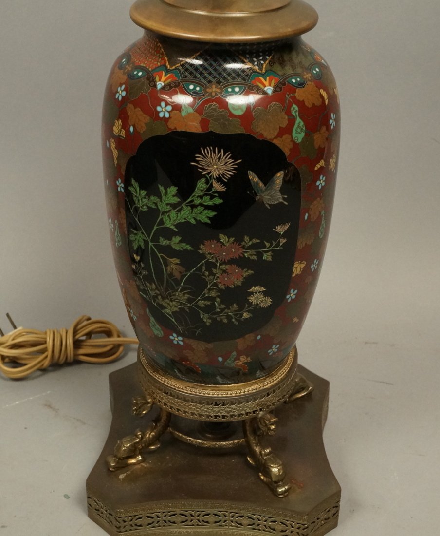 Cloisonne Enamel Asian Table Lamp. Decorated with (1 of 5)