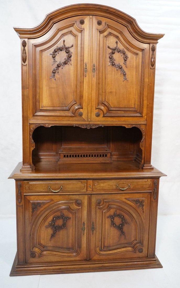 French Carved Closed Top Hutch Cabinet.  Large ca (1 of 7)