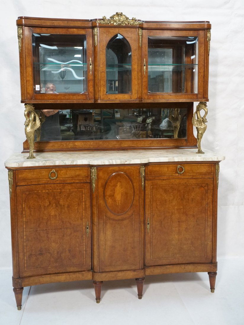 French Bronze Mounted Hutch Cabinet.  Inlaid Fron (1 of 9)