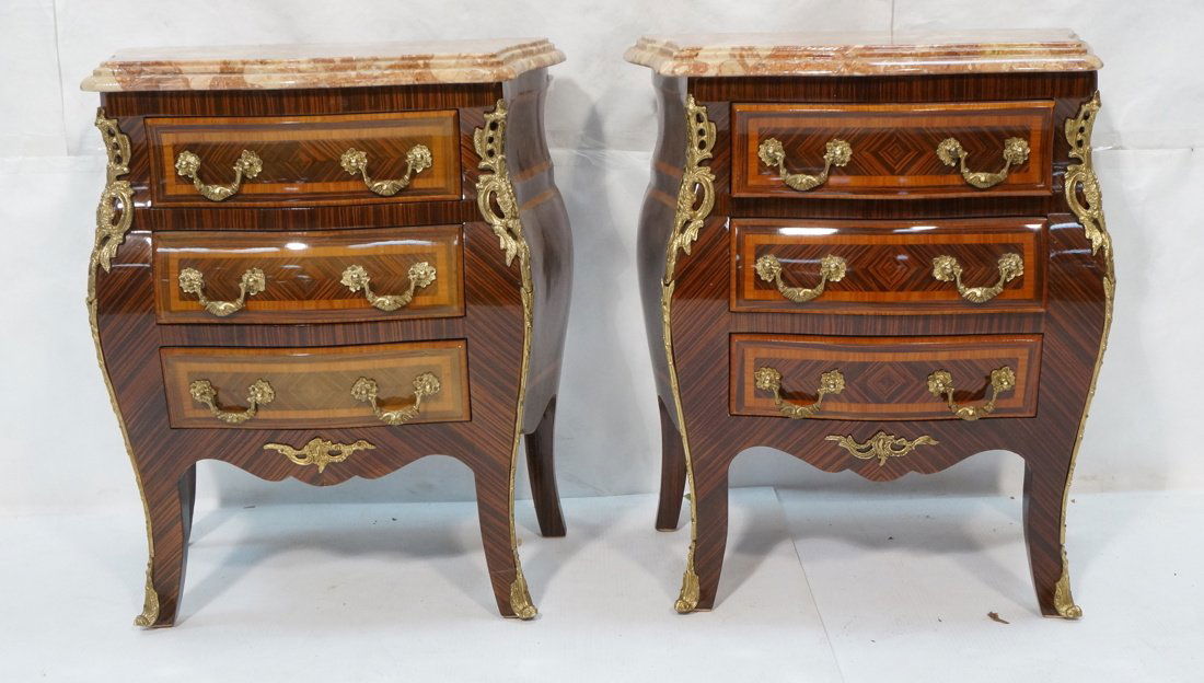 Pair of French Style Marble Top Side Tables.  Bra (1 of 10)