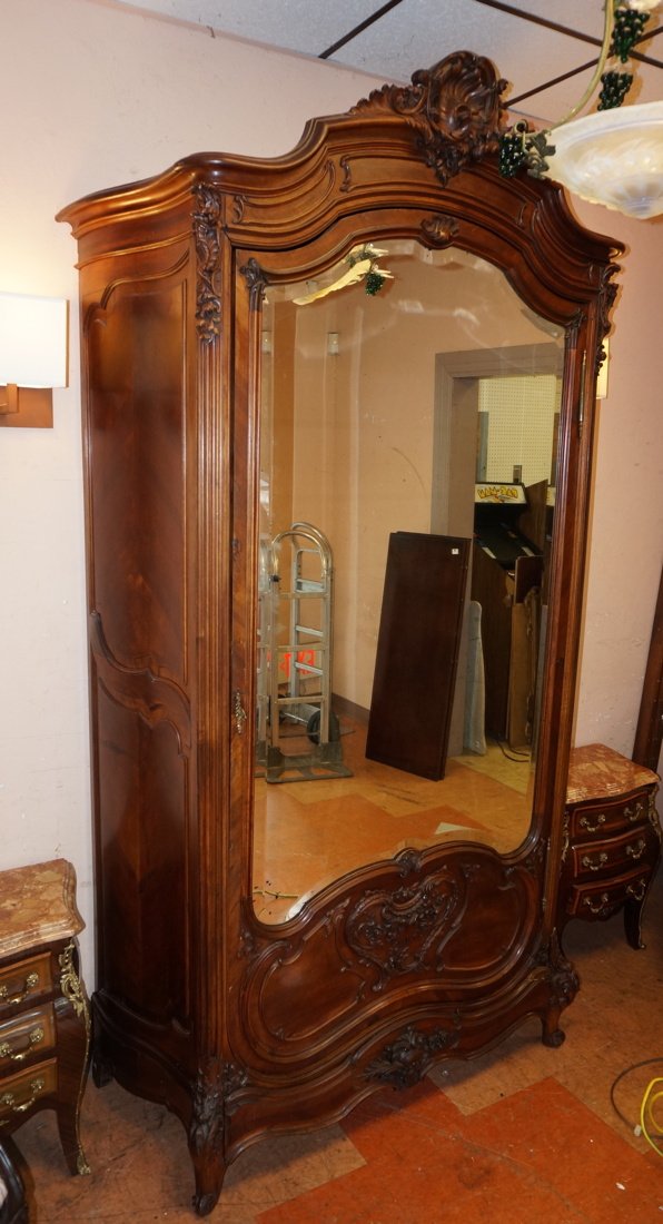 Lg French Armoire with single Mirror door. Walnut (1 of 5)