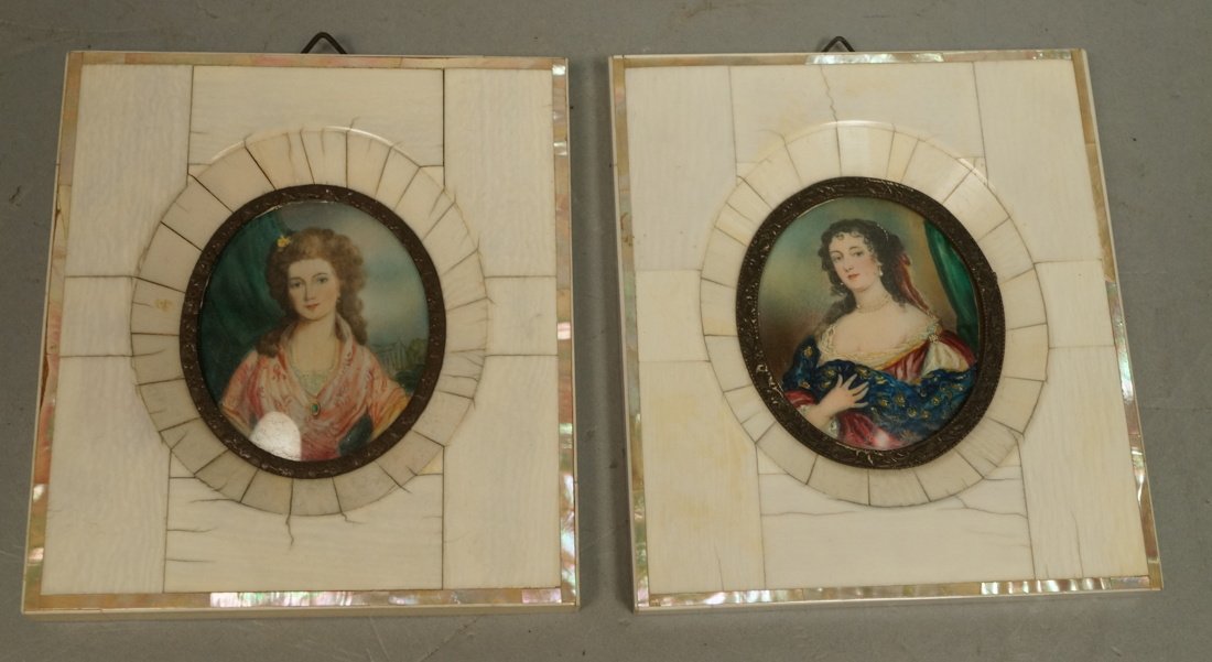 2 Vintage Miniature Paintings with Inlaid Frames (1 of 8)
