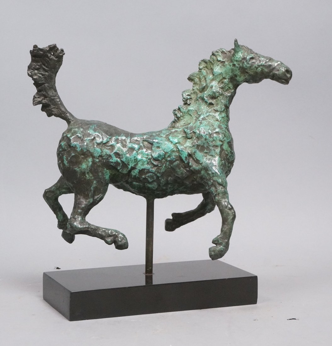 Modernist Bronze Horse Table Sculpture. Thick tex (1 of 7)