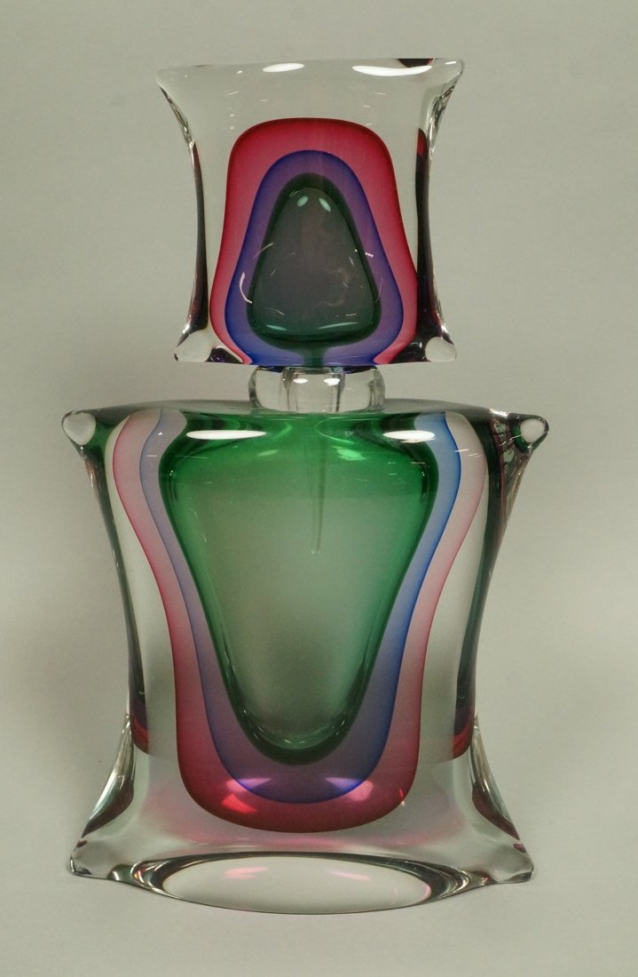 Large Pillow form Art Glass Perfume Bottle. Clear (1 of 5)