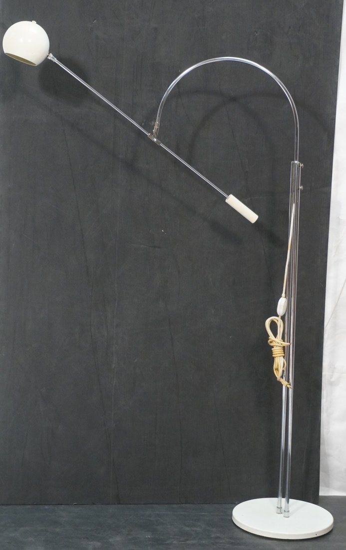 ROBERT SONNEMAN Chrome Floor Lamp. Round white me (1 of 7)