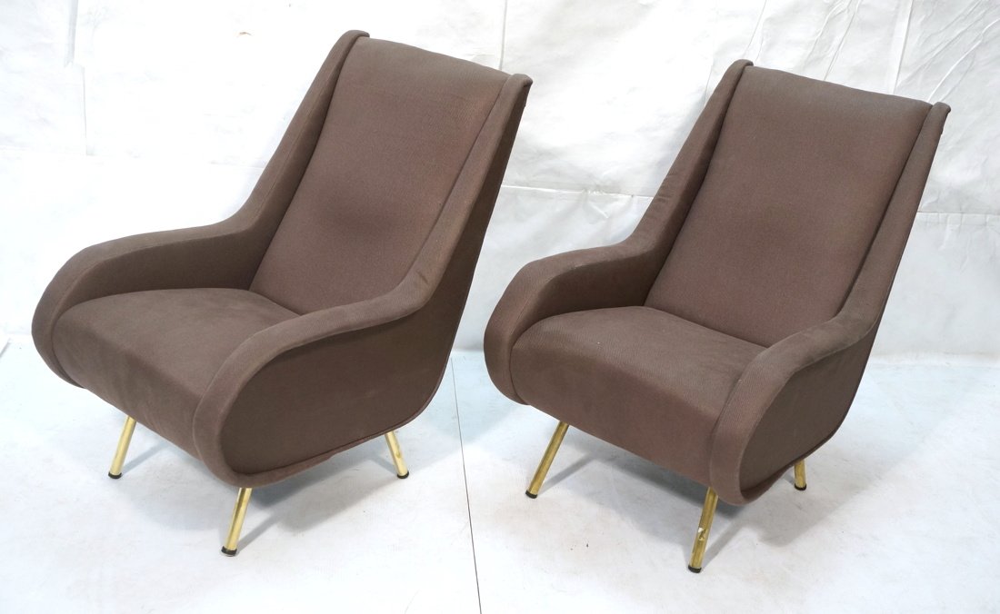 Pr Italian Heather Upholstered Modernist Lounge C (1 of 10)