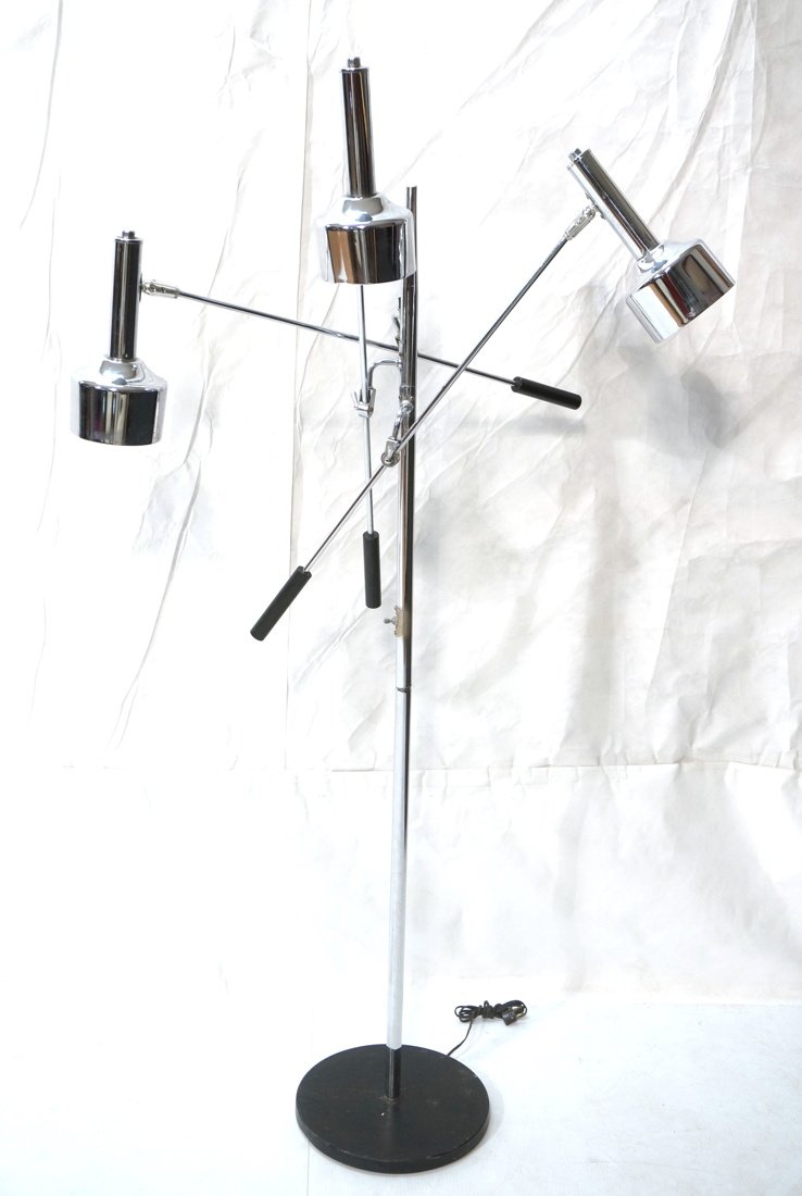 Chrome Modernist Three Arm Floor Lamp. Three rod (1 of 10)