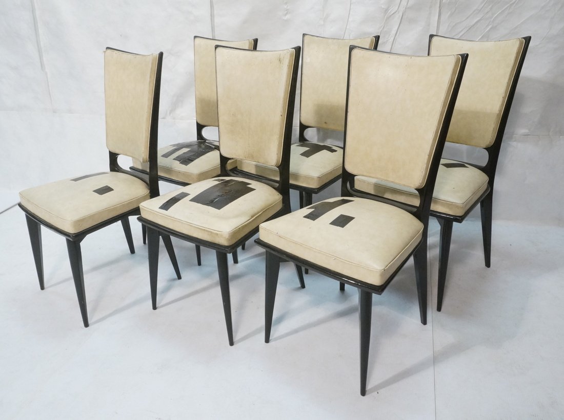 6 Italian Style Dining Chairs.  Ebonized frames. (1 of 7)
