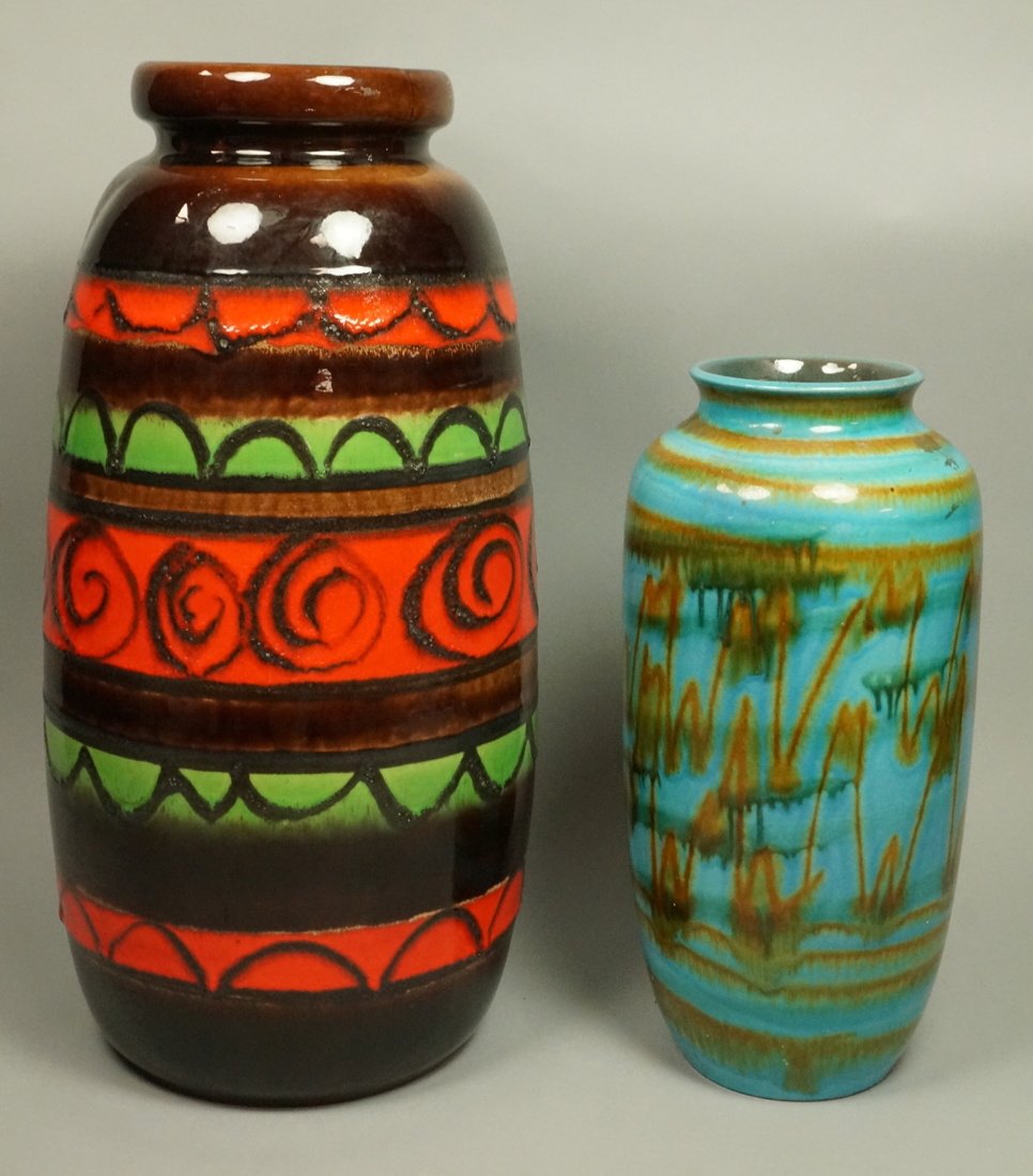 2pc Large Pottery German Vases Vessels. Tallest h (1 of 6)