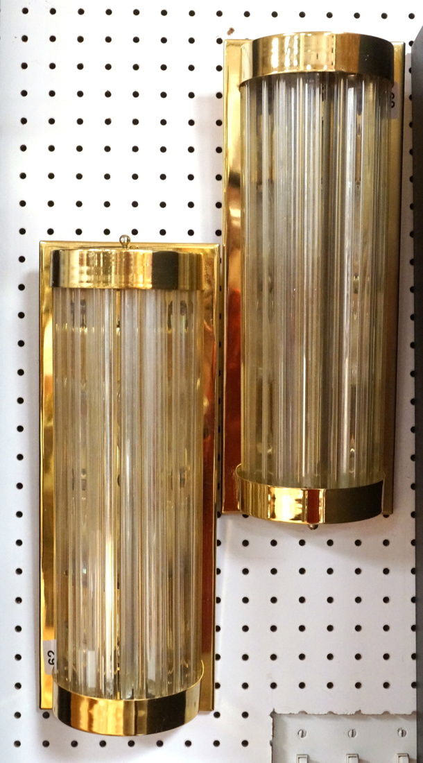 Pr VENINI Glass Rods Wall Sconces. Vertical gold (1 of 5)