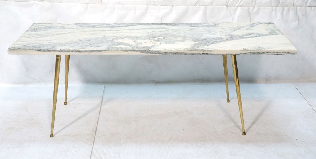 Marble Top Coffee Table. Brass Drumstick Legs. (1 of 7)