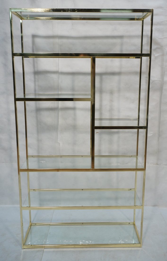 Shiny Brass & Glass Etagere. Display Unit. Glass (1 of 8)