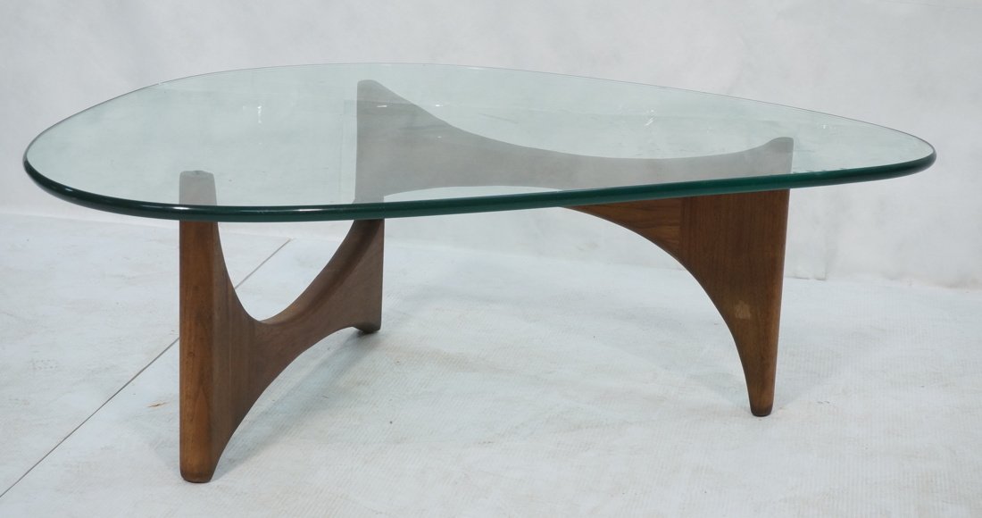 Contemporary Walnut  NOGUCHI style Glass Top Cock (1 of 5)