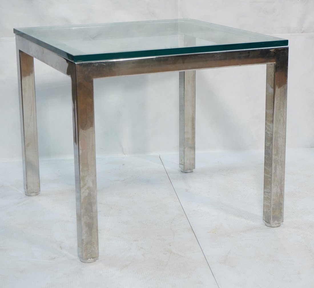 Square Chrome Glass Top Side Table. 3/4" Thick gl (1 of 6)