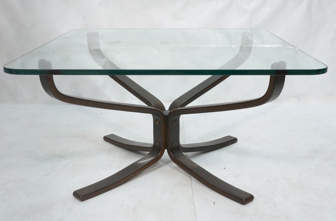Dark Wood Modernist Glass Top Coffee Table. Corse (1 of 6)