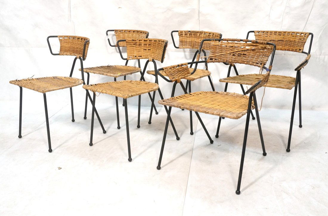 Set 6 Black Hairpin Iron Arm Chairs. Two arm chai (1 of 9)