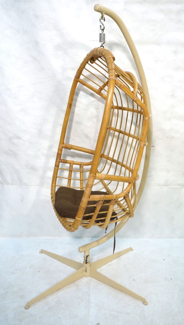 Large Rattan Hanging Chair On Creamy White Metal (1 of 9)