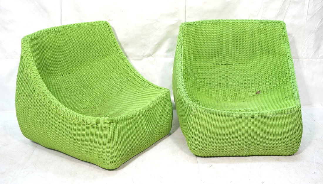 Pr Lime Green Woven Plastic Lounge Chairs. Modern (1 of 9)