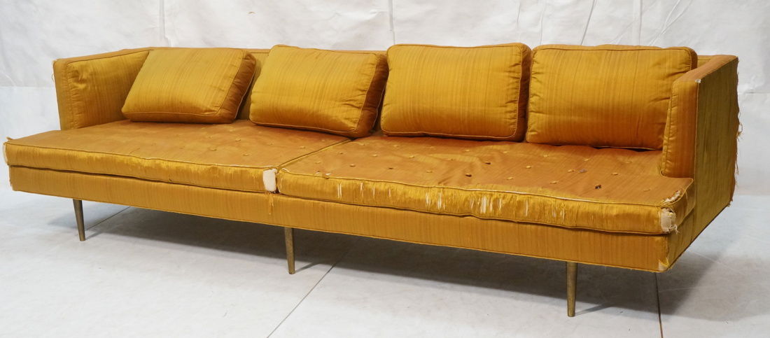 DUNBAR Long Gold Fabric Modernist Sofa. Gold meta (1 of 7)